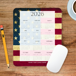 Vintage 2026 USA Flag Mini Kalender Musmatta