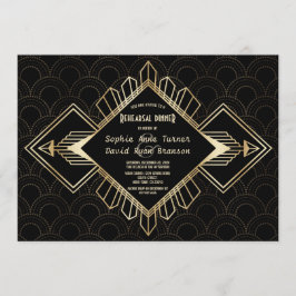 Vintage 20s Guld Great Gatsby Övningsmiddag Inbjudningar
