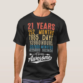 Vintage 21:a nedtoning av födelsedagar Retro 21 år T Shirt