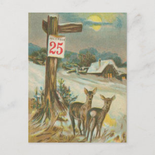 Vintage 25:e Hjorten december Vykort