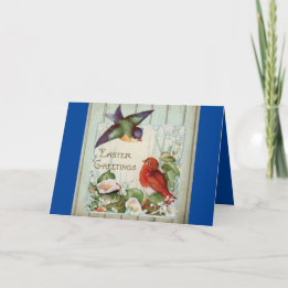 Vintage 2 Birds Påsk Helgdag Card Helgkort