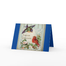 Vintage 2 Birds Påsk Helgdag Card