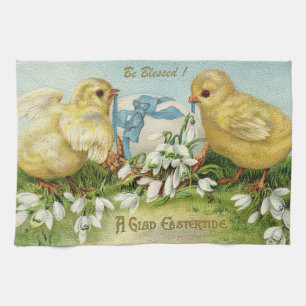 Vintage 2 Kycklingar och ägg Påsk Kökshandduk