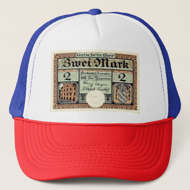 Vintage 2 Mark Notgeld Beckum Truckerkeps (Framsida)
