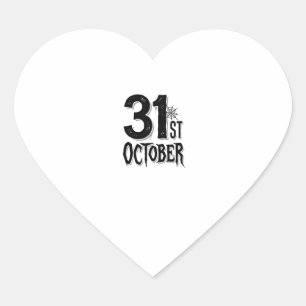 Vintage 31 oktober Halloween typografi design_1 Hjärtformat Klistermärke