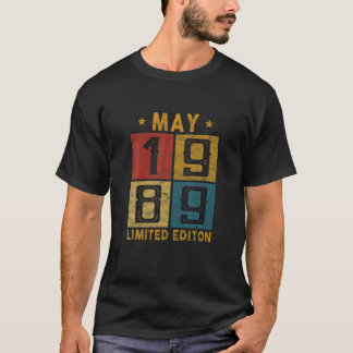 Vintage 33Rd Birthday May 1989 Born In 1989 33 Yrs T Shirt