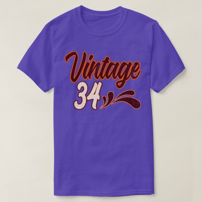 Vintage 34 år gammal födelsedag t shirt (Design framsida)