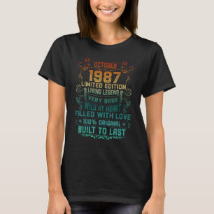 Vintage 35 år gammal oktober 1987 35e födelsedag t shirt