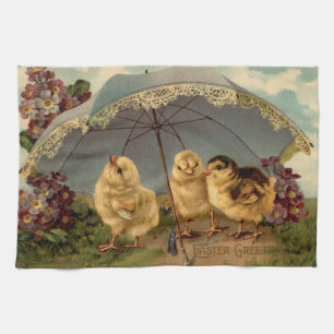 Vintage 3 Chickens Påsk Helgdag Kökshandduk