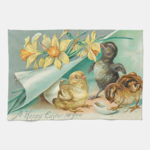 Vintage 3 Chickens Påsk Helgdag Kökshandduk