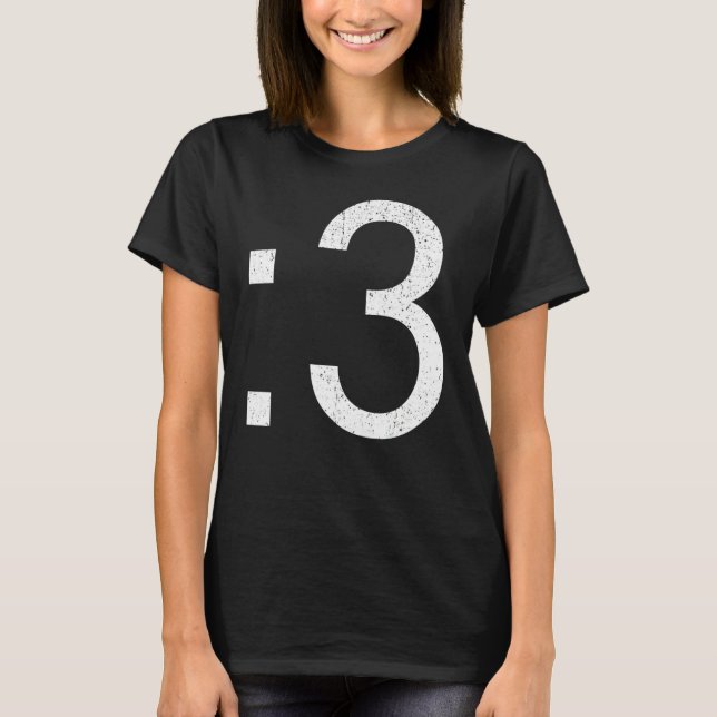 Vintage 3 Katt ansikte Inverterad T Shirt (Framsida)