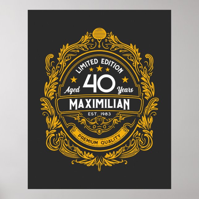Vintage 40:e födelsedagsetikett med ditt namn poster (Framsidan)