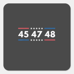 Vintage 45 47 48 Trump 2024 USA flagga president Fyrkantigt Klistermärke