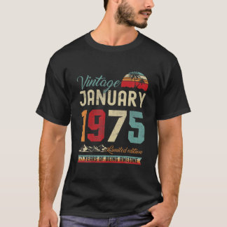 Vintage 47Th Birthday January 1975 47 Years Old T Shirt