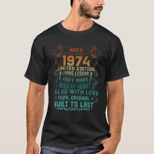 Vintage 48 år gammal maj 1974, 48:e födelsedagsgåv t shirt