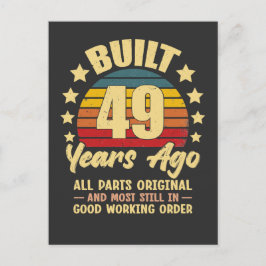 Vintage 49-årsdag Byggd för 49 år sedan Rolig Inbjudan Vykort
