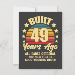 Vintage 49th Birthday Built 49 Years Ago Funny  Magnetisk Inbjudningskort