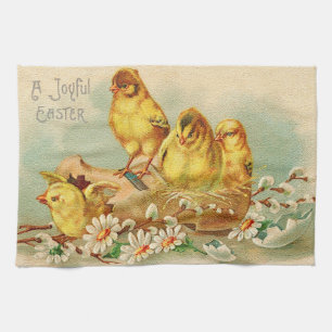 Vintage 4 Chickens Påsk Helgdag Kökshandduk