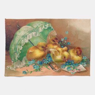 Vintage 4 Chickens Påsk Helgdag Kökshandduk