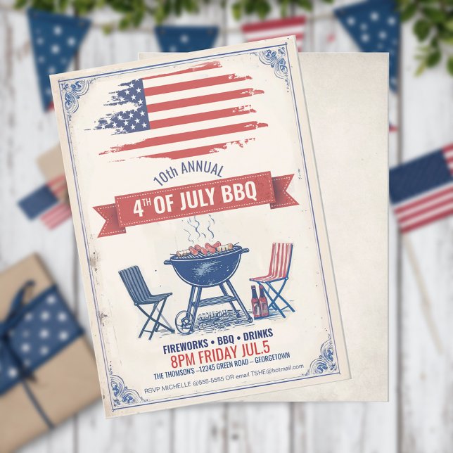 Vintage 4:e juli BBQ ID1105 Inbjudningar (Skapare uppladdad)