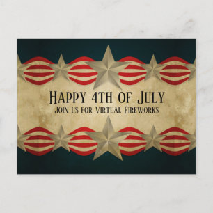 Vintage 4:e juli: Bunting and Stars Vykort