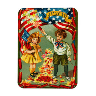 Vintage 4:e juli Fireworks Magnet
