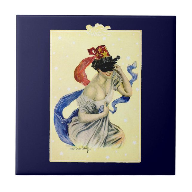 Vintage 4:e juli Patriotic Masquerad Party Kakelplatta (Framsidan)