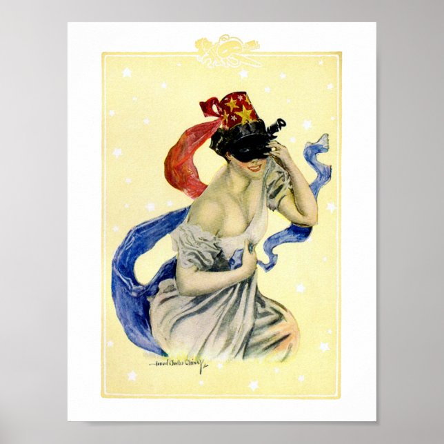 Vintage 4:e juli Patriotic Masquerad Party Poster (Framsidan)