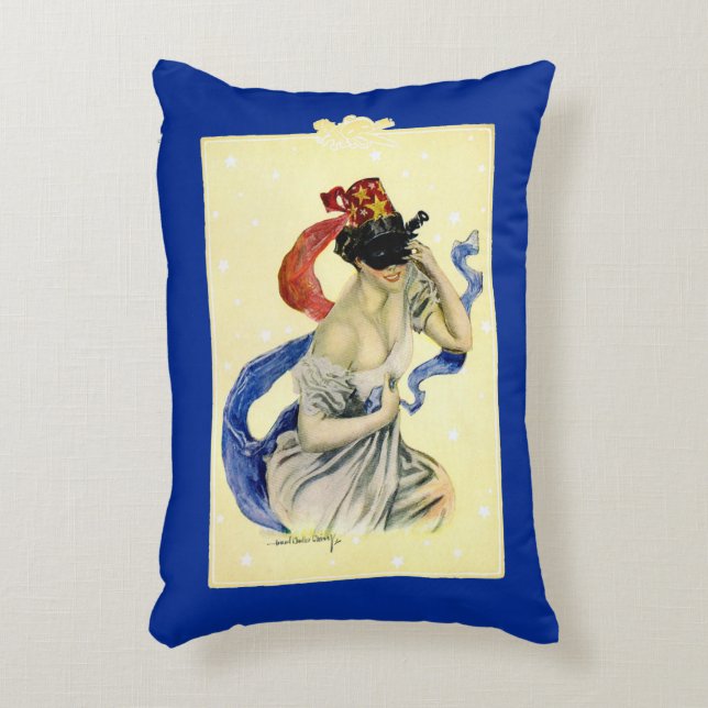 Vintage 4:e juli Patriotic Masquerad Party Prydnadskudde (Framsidan(Vertikal))