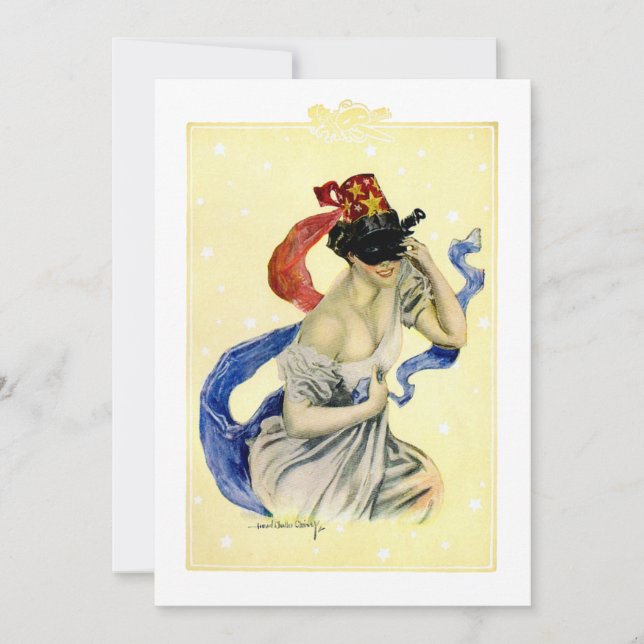 Vintage 4:e juli Patriotisk Maskeradfest Inbjudningar (Framsida)