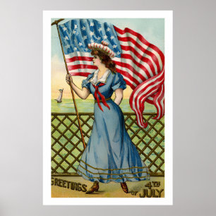 Vintage 4:e juli-reflexen Poster