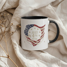 Vintage 4 juli 1776 Flagga Sköld Mugg