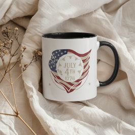 Vintage 4 juli 1776 Flagga Sköld Mugg