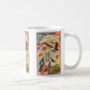 Vintage 4 juli Fireworks med farbror Sam Kaffemugg