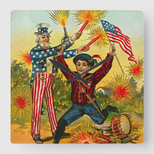 Vintage 4 juli fyrkantig klocka