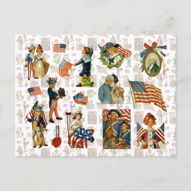 Vintage 4 juli helg vykort (Framsida)