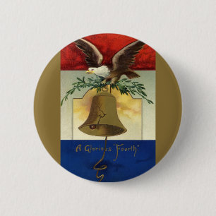 Vintage 4 juli med Eagle och Liberty Bell Knapp
