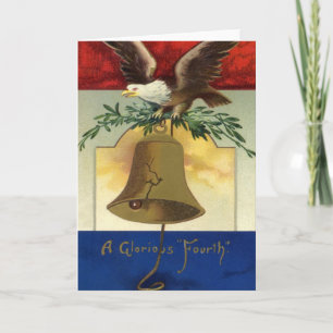 Vintage 4 juli med Eagle och Liberty Bell Kort
