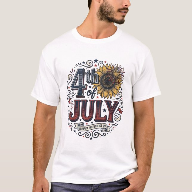 Vintage 4 juli Patriotisk Solros Tröja Desi (Framsida)