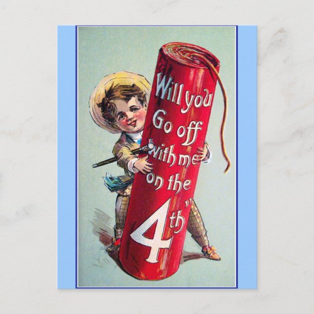 Vintage 4 juli vykort (Framsida)