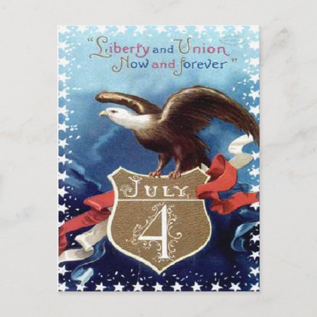 Vintage 4 juli vykort (Framsida)
