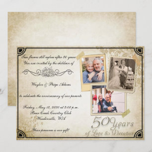 Vintage 50-årsjubileum Celebration Inbjudningar