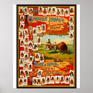 Vintage 50 Berömd Native Indian Chiefs Poster