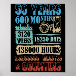 Vintage 50:e födelsedag 600 månader med 50 år poster