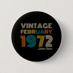 Vintage 50:e födelsedagen februari 1972 knapp