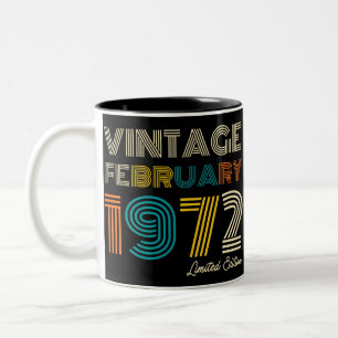 Vintage 50:e födelsedagen februari 1972 Två-Tonad mugg
