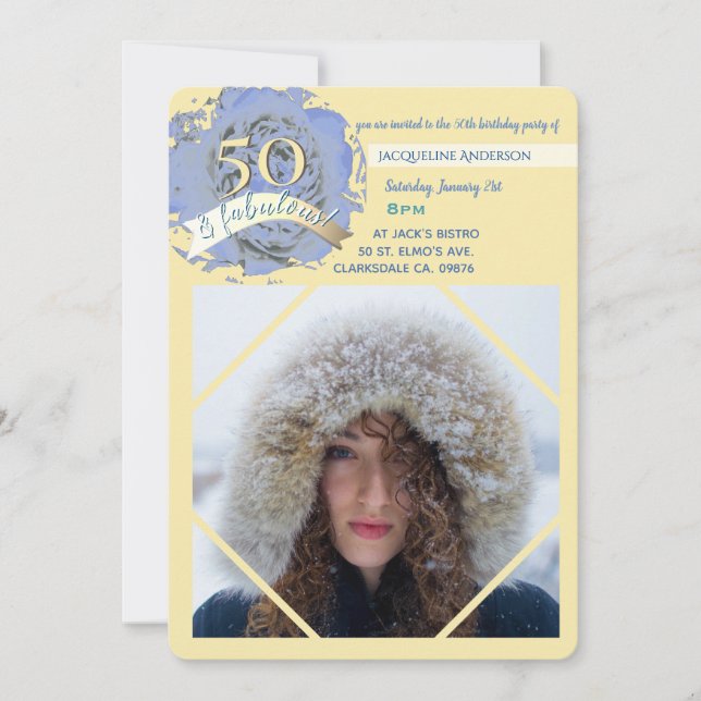 Vintage 50 och fantastisk! foto-/beige&blå födelse (Framsida)