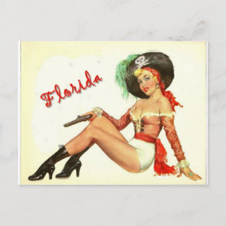 Vintage 50-talets Pirat Girl Vykort