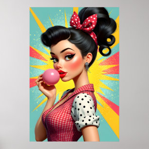 Vintage 50-talsstil Glamourflicka Poster