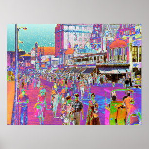 Vintage 50s Atlantic City Boardpromenader Retro Po Poster